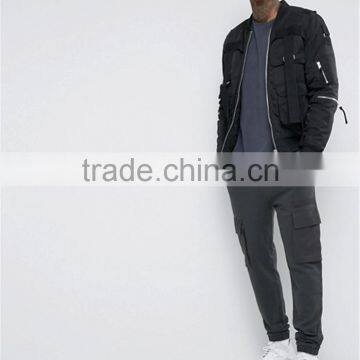 2017 Custom OEM Men Jogger With Woven Cargo Pockets And Taping Fitness Gym Sweatpants photo-5
