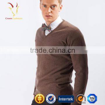 V Neck Luxury Men Pure Cashmere Sweaters, Autumn Knitwear