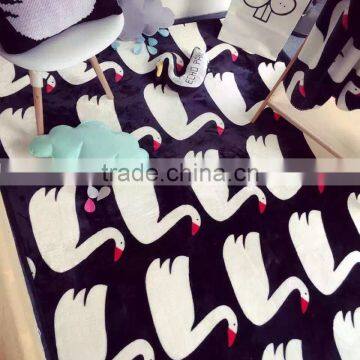 S65604A Swan Pattern Knitting Blanket Cotton Double Sided Knitted Blankets photo-2