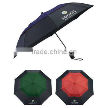 42" Color Pop Vented Windproof Umbrella - 42" vented Pongee canopy with color pop on upper canopy and comes with your logo