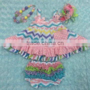 baby new easter swing tops swing outfits with matching necklace and bows