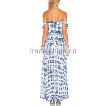 Flutter Sleeve off Shoulder Bohemian Maxi Dress Tie Dye Boho Clothing photo-4