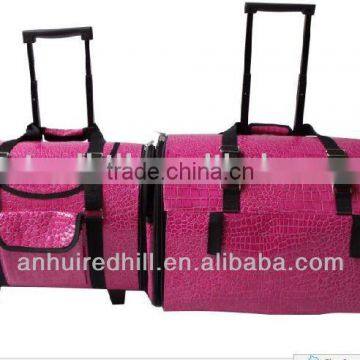 Classy Pink PU trolley pet carrier