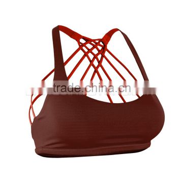 Full Plain Triple Stripe Sports Bra in Maroon