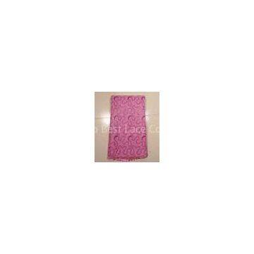 Lialic Pink African Net Lace Fabrics , Embroidered