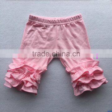 Fall hot pink capris children's boutique icing style trousers baby girls ruffle cotton capri pants wholesale