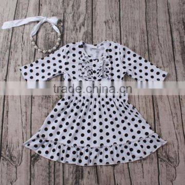 2017 Fall Baby Girls Wholesale Boutique Long Sleeve Cotton Ruffles Dress