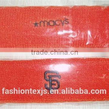 Wholesale Sports Embroidered Cotton Terry custom headband