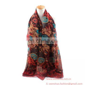 2016 Solid Sunflower Printed Scaf Ladies Rural Style Viscose Shawl