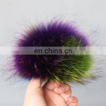 Large hand made raccoon fur ball bobble for shoes/garment/car keychains