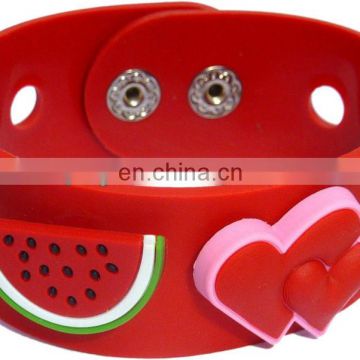 Promotinonal soft pvc bracelet with charms watermelon/ loving heart