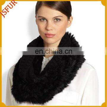 Wholesale Brand Design Women's Warm Wool and Rabbit Fur Neck Scarf Knitting Pattern