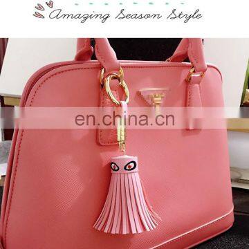 Ladies Evil Eye PU Leather Tassel Flower Keyring Chain Bag Purse Charm Handbag Accessories