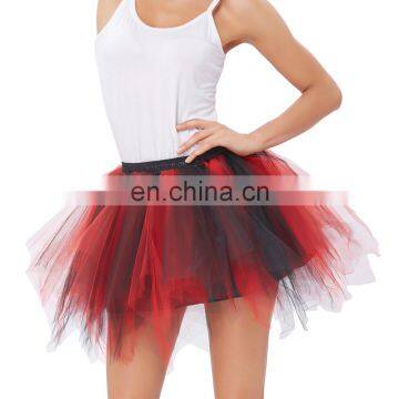 Kate Kasin Women's Soft Tulle Netting Red&Black Petticoat Crinoline Underskirt for Retro Vintage Dress KK000447-4