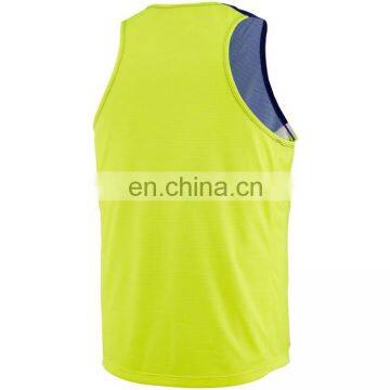 Dark Blue/ Fluo Green Mens Sports Tank Tops/ Newest Design 2015 Running Mens Tank Top photo-4