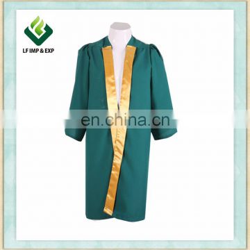 Forest green master graduation gown with gold satin in front