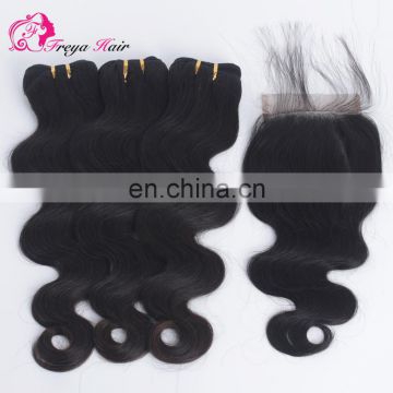 Hot Selling High Quality Raw Indian Hair Wholesale remy hair extension Human hair bundles with closure