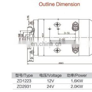 Brushed dc Electric Car Motor 12V 1600W and 24V 2KW photo-3