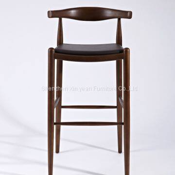 Replica hans wegner elbow bar stool in solid american walnut frame