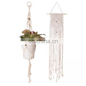 Chinese Manufacturer Hand Craft Cotton Wall Ornaments Hanging Decoration Macrame White Plant Hangers photo-5