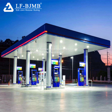 LF Steel Structure Waterproof Petrol Station Canoy Construction
