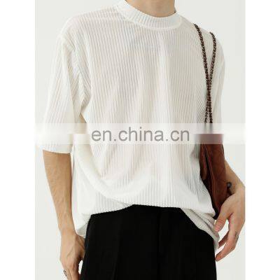 new design T-shirt solid color Man casual o-neck T shirt loose tee for men clothing