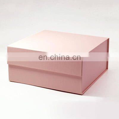 Wholesale medium square pink magnetic flap fold flat luxury gift packaging box