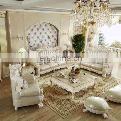 Antique Classic style Elegant Sofa set for Living Room Carved Wood Golden Sofa in Italian Style