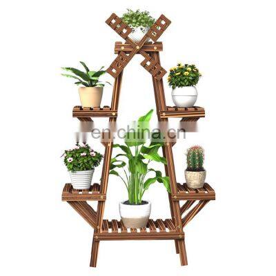 K&B cheap hot 2021 hot new design solid wood windmill flower pot rack