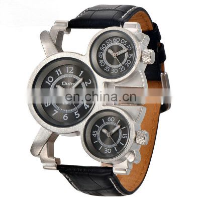 Oulm 1167 Creative Mens Watches Top Brand Luxury Military Quartz Watch Unique 3 Small Dials Leather Strap Male Wristwatch