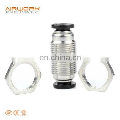 PM Bulkhead Union Pneumatic Plastic and Brass Straight Fitting Round Air Tube Connector photo-3