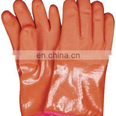 Oil and Gas Industry Long Sleeves Cotton Lined Blue Sandy PVC Rubber Glove Cheap Goods From China photo-2