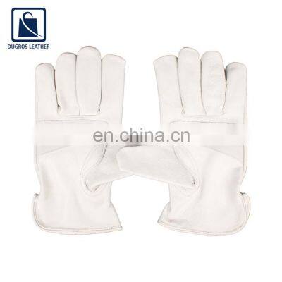 New Arrival A/B Grade 3 Step Zig Zag White Color Leather Gloves for Wholesale Purchase