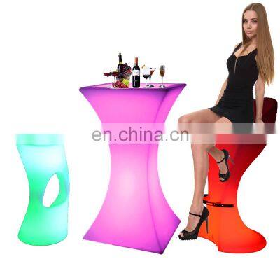 night club chairs / LED Outdoor Waterproof Glow Patio LED Tables and Chairs Furniture Hire Plastic Bar Stool