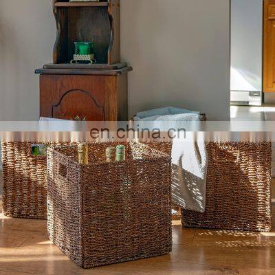 HBK Naturel Collapsable Changing Water Hyacinth Laundry Basket With Handle photo-4