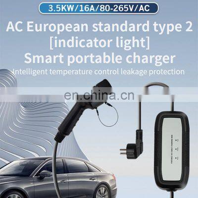 Home Smart Electric Car Charge 16A 3.5KW AC European Standard Type2 Indicator Light Portable Electric Vehicle Charging Station photo-2