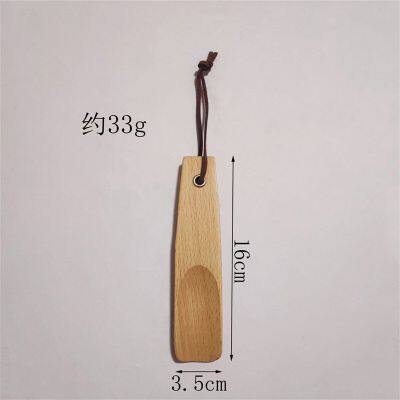 Eco-friendly Handle Beech Shoehorn Wood Customized Logo Hotel Homehold Reusable Shoe Lifter photo-5