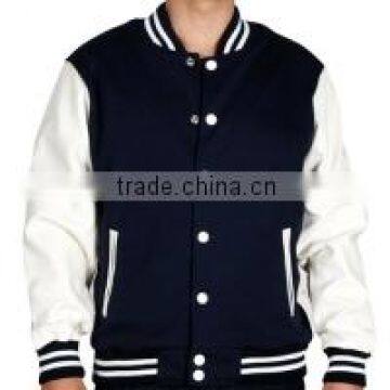 baseball varsity leather jacket for men, navy and white leather varsity jackets