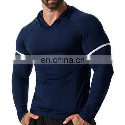 Long Sleeve Quick Dry Men's Gym Shirt Hooded Basketball Workout Running Sports Wear Pullover Hoodie Men's Gym Active Clothes photo-5