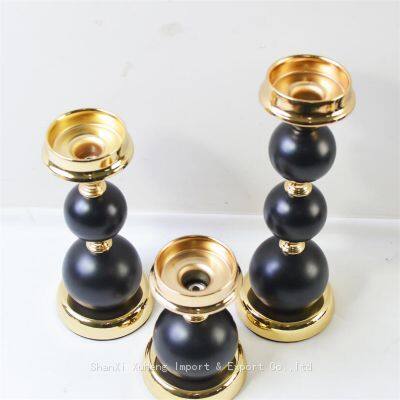 Luxury Set of 3 Pieces Iron Metal Candle Holder Stand Black And Gold Wedding Table Centerpieces Candelabra photo-3