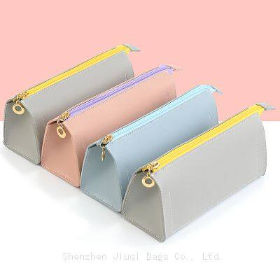 Custom Girls Cute Pencil Case Zipper Large Capacity School Student Pen Bag pu Leather Cosmetic Pouch Office Stationery Bag