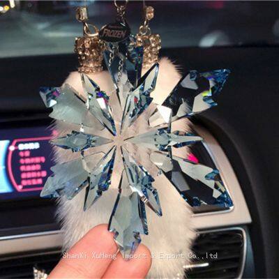 High Quality Crystal Snowflake Pendant Car Hanging Crystal Glass Ornament With Gift Box photo-2