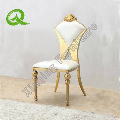 Wedding Party Furniture European style hotel banquet dining chairs Golden stainless steel  wedding chair for restaurant