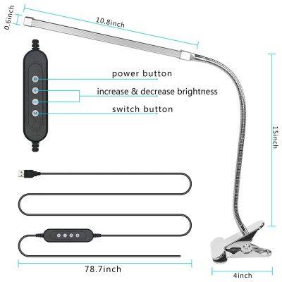 8W LED USB Desk Lamp Bedside Reading Book Light 3 Color Temperature Changeable photo-2