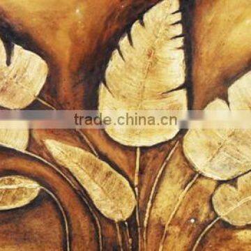 hot selling Modern New design golden leaves of banana handmade oil painting on canvas house decoration