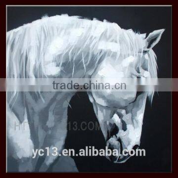 shying horse with black and white animal oil painting