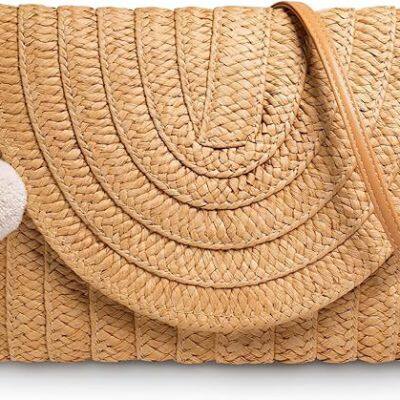 Women Straw Purse Clutch Bag, Straw Crossbody Bag Natural Handmade Straw Bag