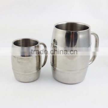 Double Wall Barrel Shaped Stainless Steel Beer Mug 18OZ