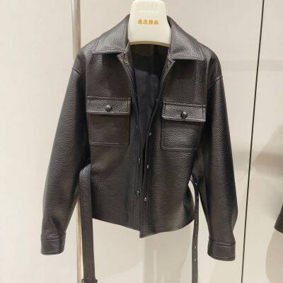 Imported Foam Sheepskin Big Brand Same Style Sheepskin Short Jacket Women 2025 Spring New Waist Slimming Genuine Leather Jacket photo-3