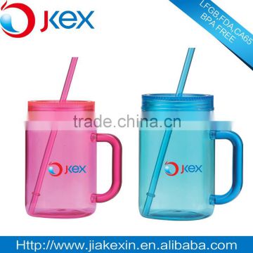 Colorful 20oz mason jar with straw, water bottle with BAP free